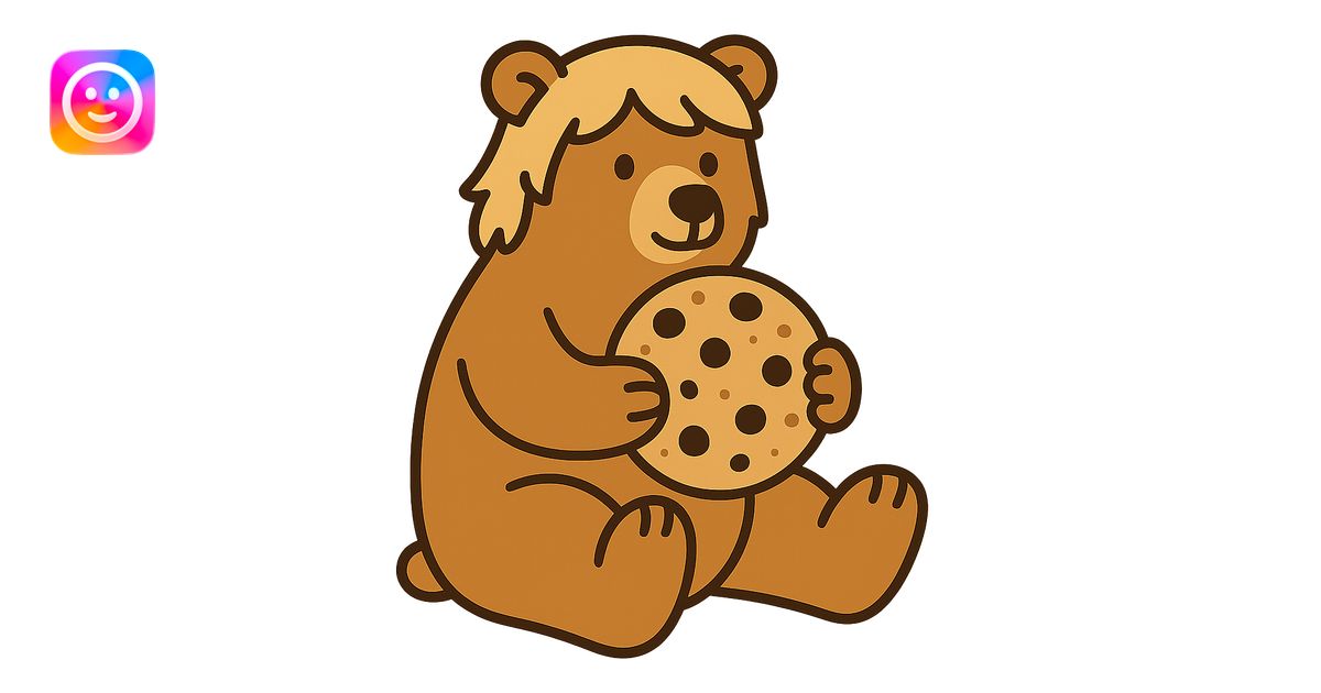 Flat Toon Style Blonde Grizzly Bear Sitting Full Body Holding A Large 
