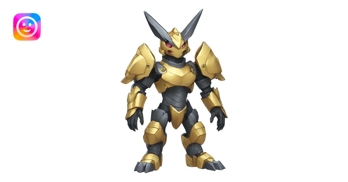 kawaii cool edgy armored Digimon-Fakemon-animal full body emoji | AI ...