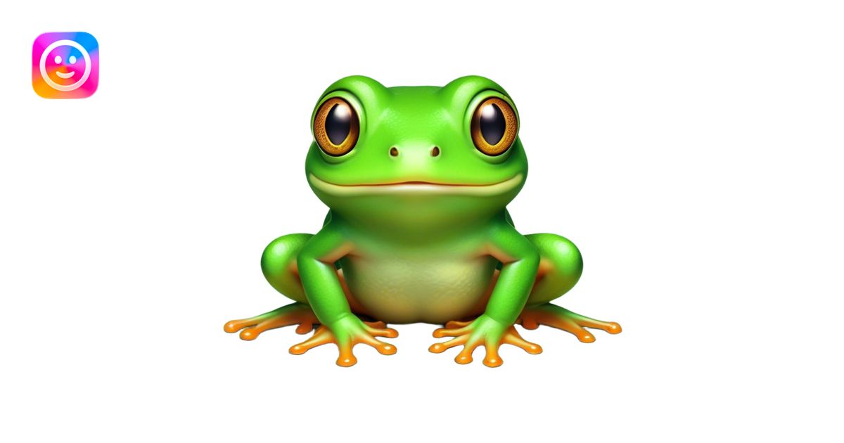 Cinematic Comical Green Tree Frog Portrait Emoji, Head tilted ...