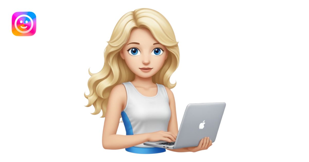 3D Apple-style emoji of a blonde woman whits long wavy hair, with ...