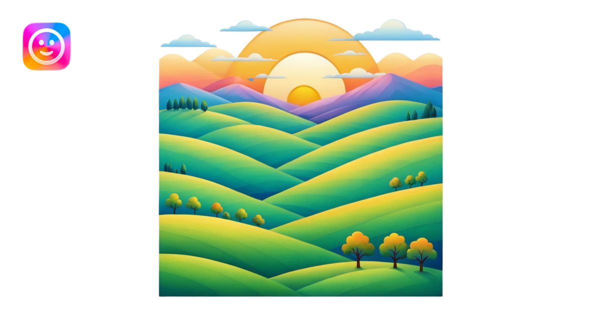 sunrise landscape with rolling hills emoji | AI Emoji Generator