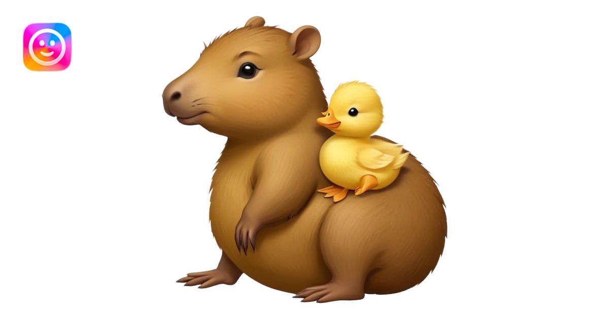 Capybara with a baby duck riding it emoji | AI Emoji Generator