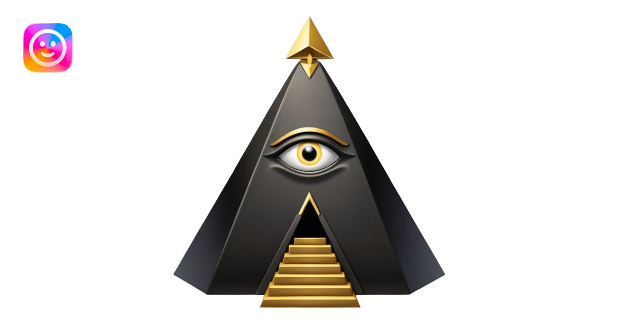 wide big iron black Illuminati throne with gold accents, pyramid and ...