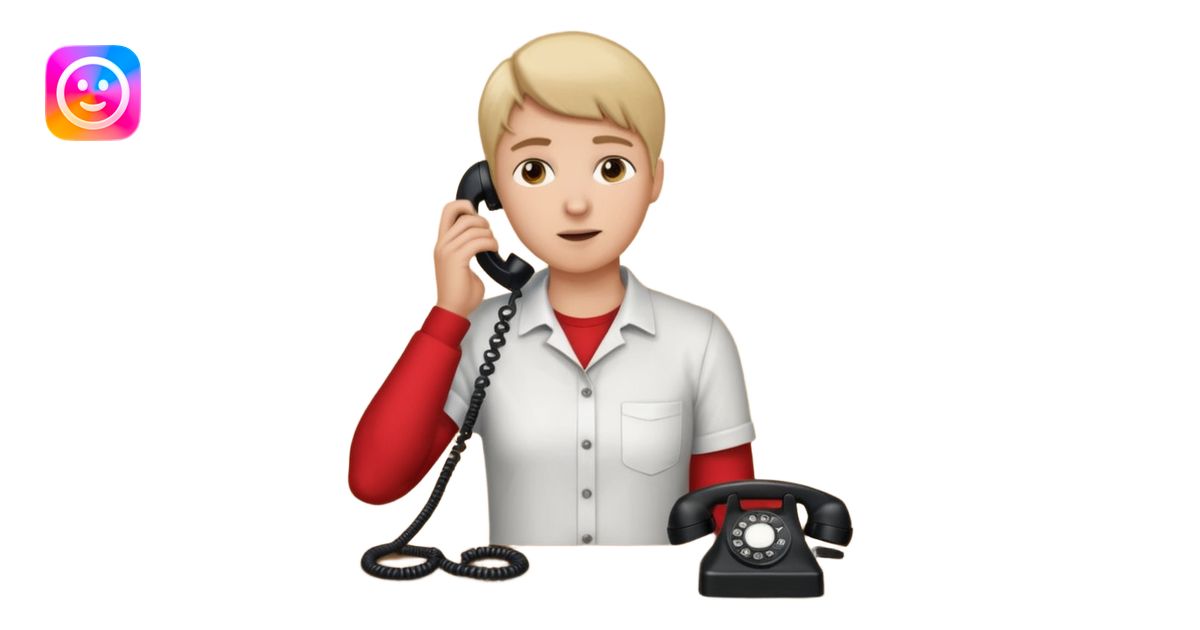 person standing at a desk, holding a telephone receiver to their ear ...