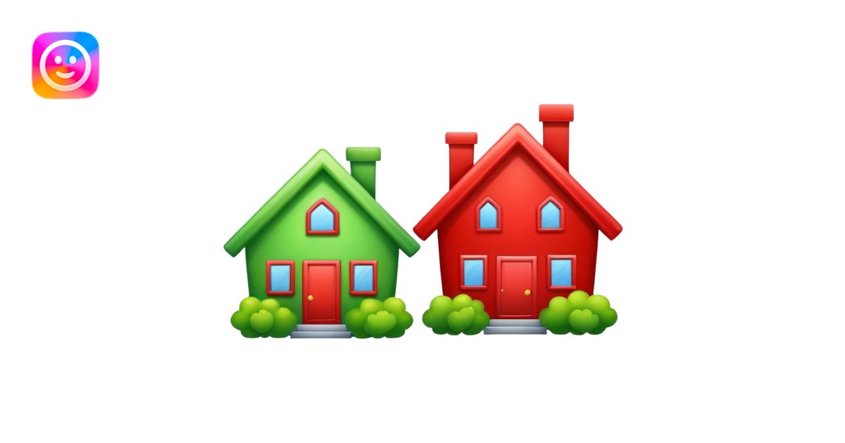 Monopoly Green and red houses emoji | AI Emoji Generator