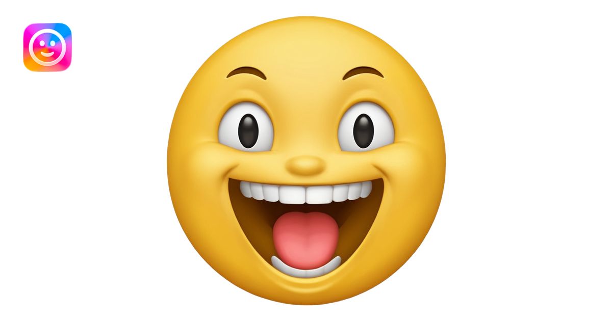 Emoji, yellow round laughing face, open mouth emoji | AI Emoji Generator