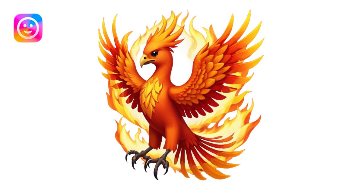Fire phoenix - wings ablaze emoji | AI Emoji Generator