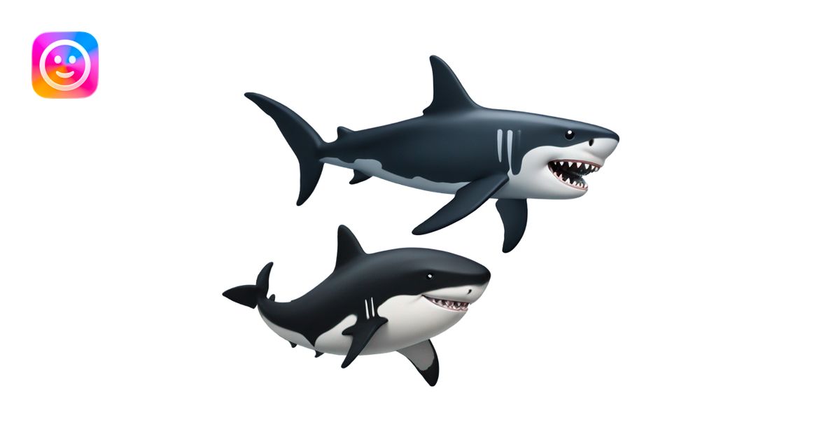 Shark with a top horn being chased by a orca whale emoji | AI Emoji ...