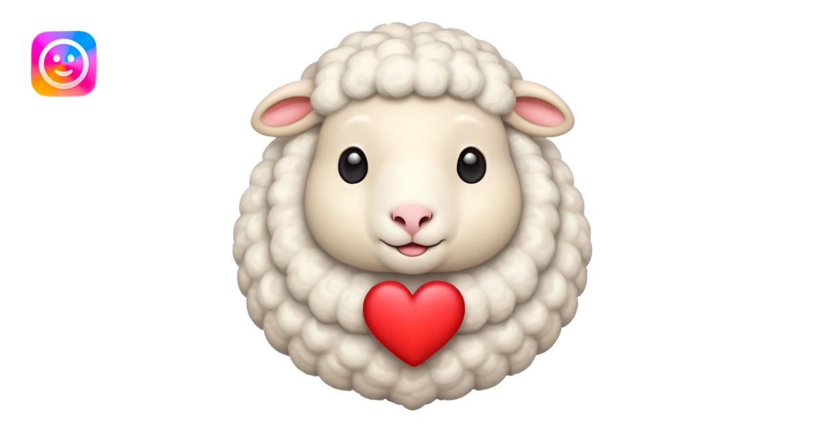 a cute sheep with a heart emoji | AI Emoji Generator
