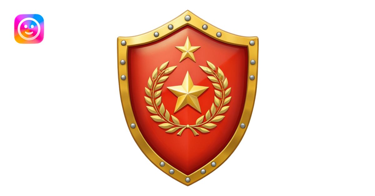 a shiny shield with the USSR flag inside emoji | AI Emoji Generator