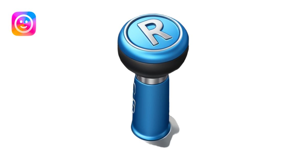 blue car gear shift stick with R for reverse highlighted emoji | AI ...