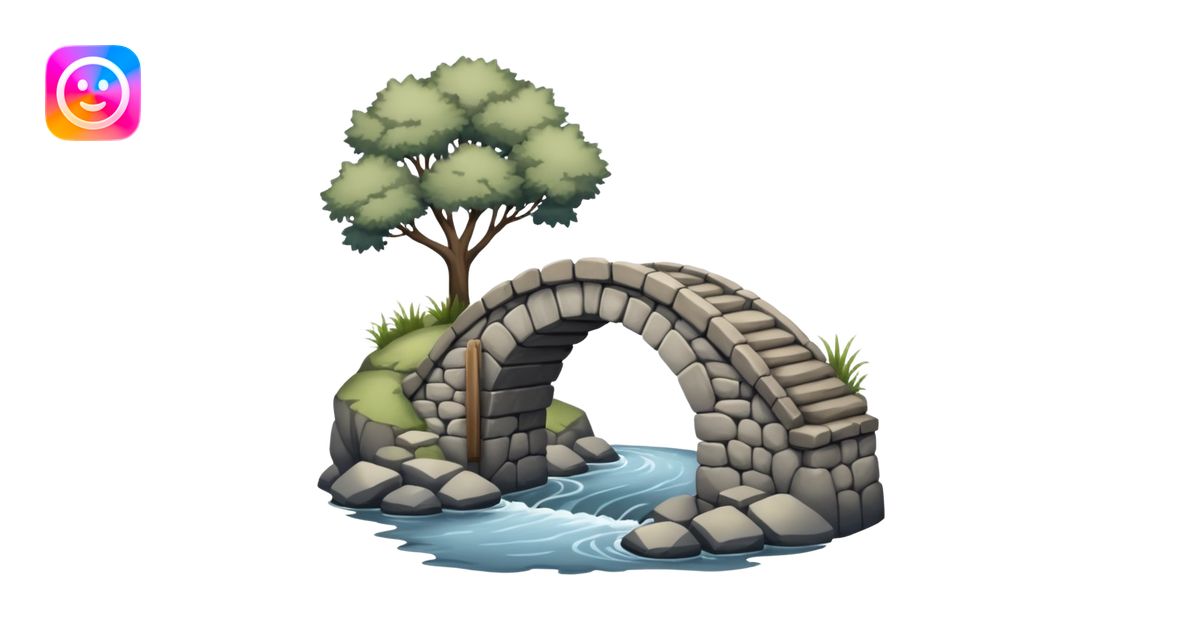 a simple rustic stone bridge without water, used to cross a river ...