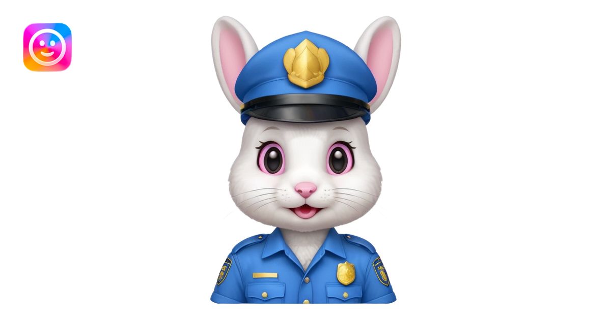 cute Rabbit police, blue uniform including helmet of uniform emoji | AI ...
