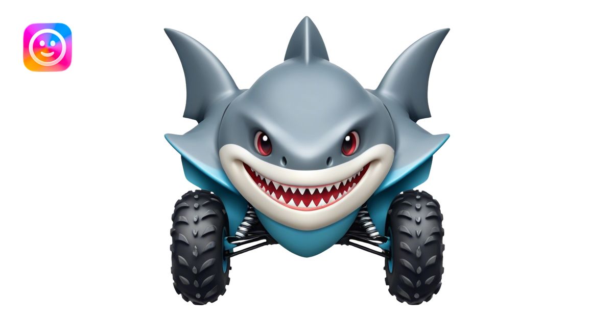 atv quad banshee front with a smile shark emoji | AI Emoji Generator