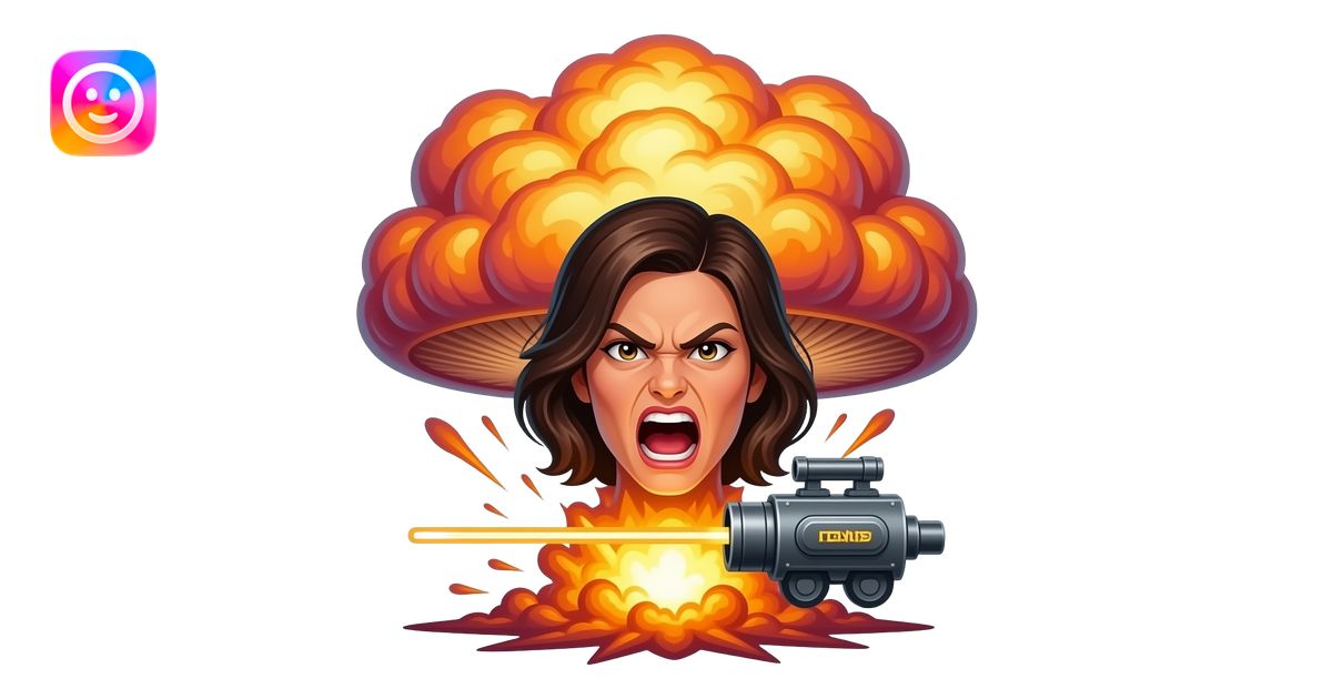furious female face, Death Star laser cannon beam, giant explosion ...