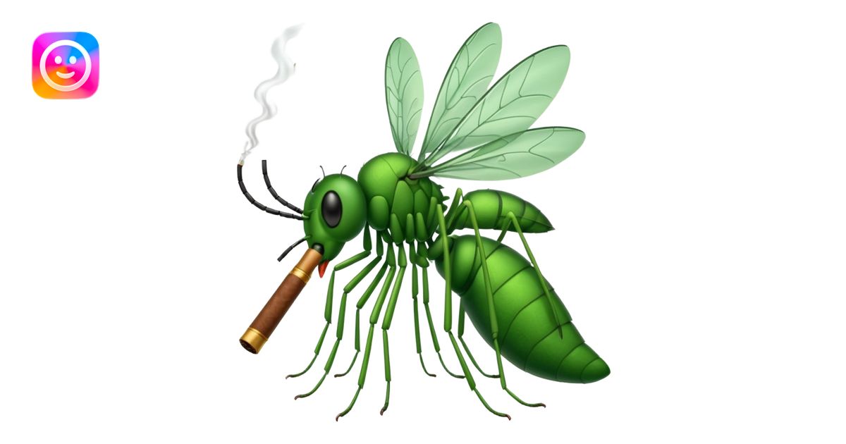 mosquito verde fumando un cigarro emoji | AI Emoji Generator