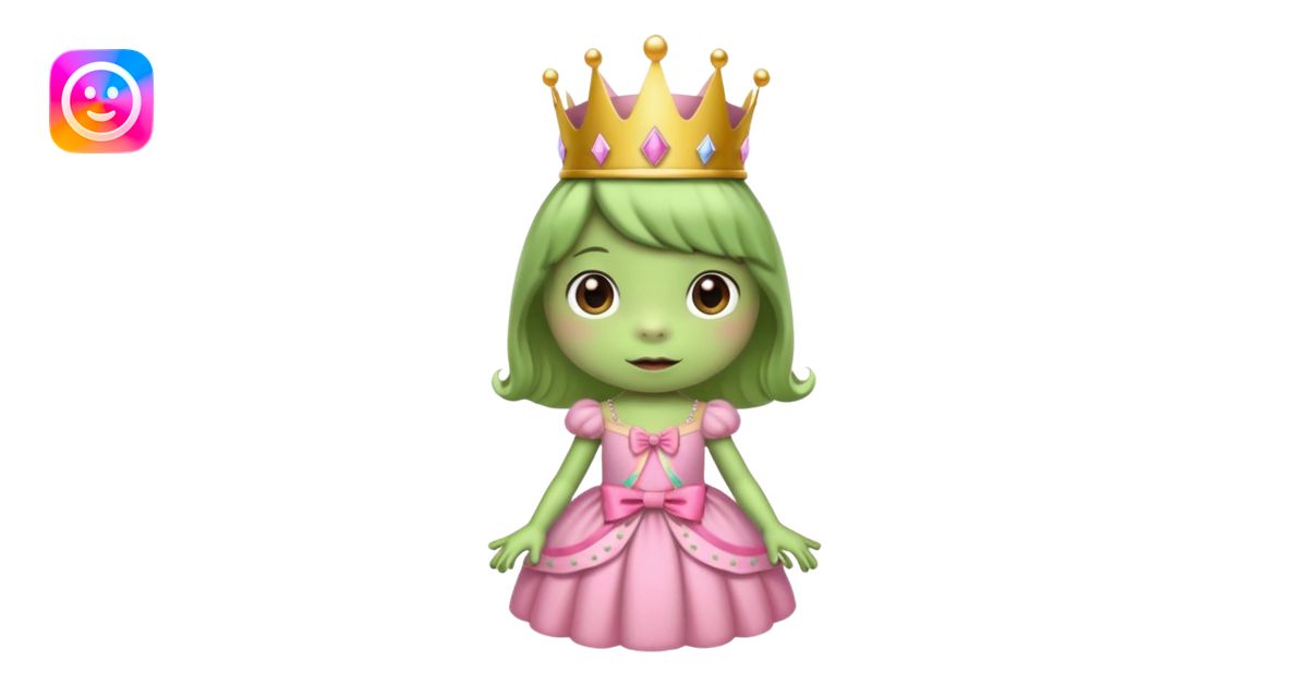 frog with short bangs with a crown pink bow and pink princess dress ...