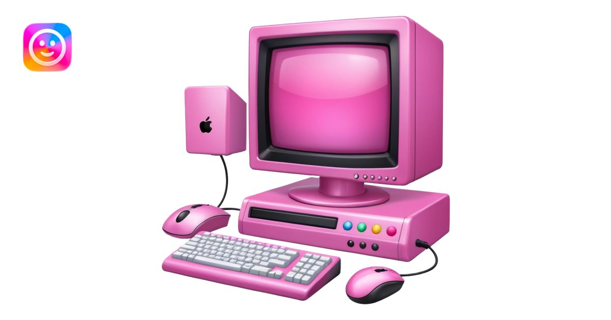 shiny pink transparent sparkly 90s computer with CRT monitor, keyboard ...
