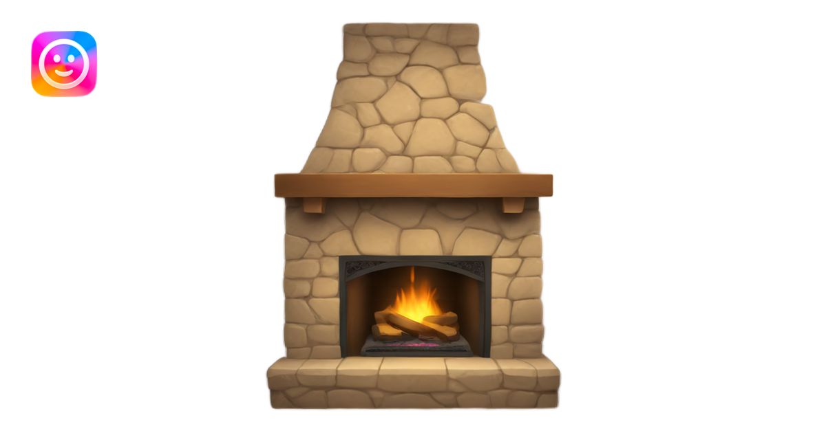 Cozy tan stone fireplace emoji | AI Emoji Generator