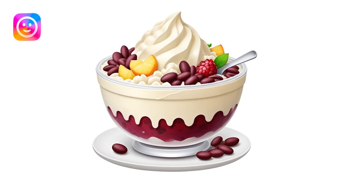 Korean Bingsu shaved ice dessert with red beans and fruit emoji | AI ...