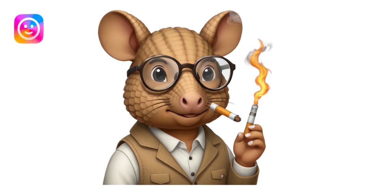 armadillo smoking cigarette whos always coding 24/7 emoji | AI Emoji ...