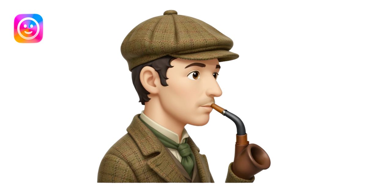 A side view of Sherlock Holmes wearing a deerstalker hat with a curved ...