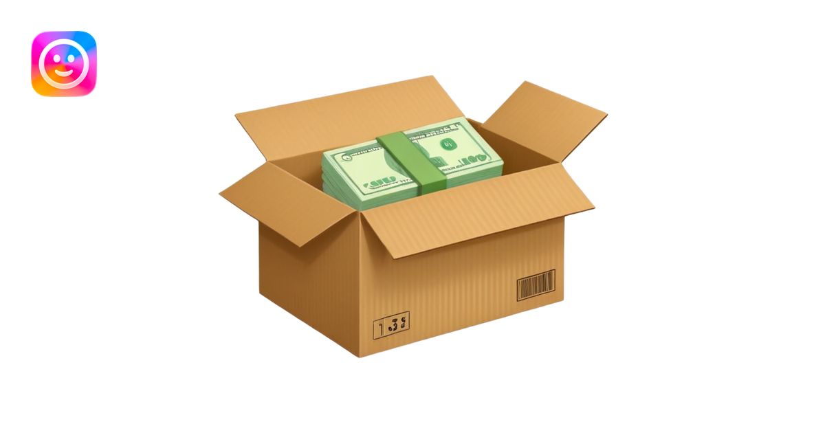shipping box with a flat cash bill on the side of it emoji | AI Emoji ...