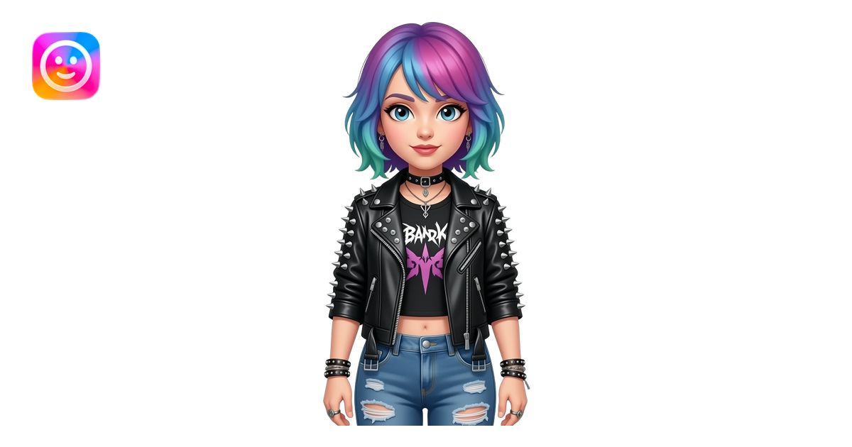 A girl wearing pop punk and more emoji | AI Emoji Generator