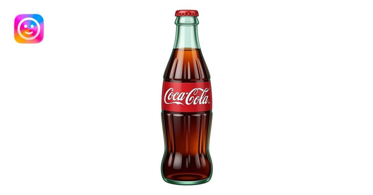 Classic glass Coca-Cola bottle with red label. Classic emoji, subtle ...