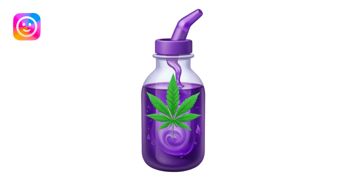 baby bottle with purple liquid and marijuana emoji | AI Emoji Generator