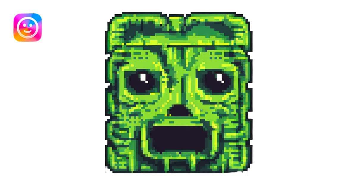 blocky pixelated Minecraft creeper face emoji, less realistic emoji ...