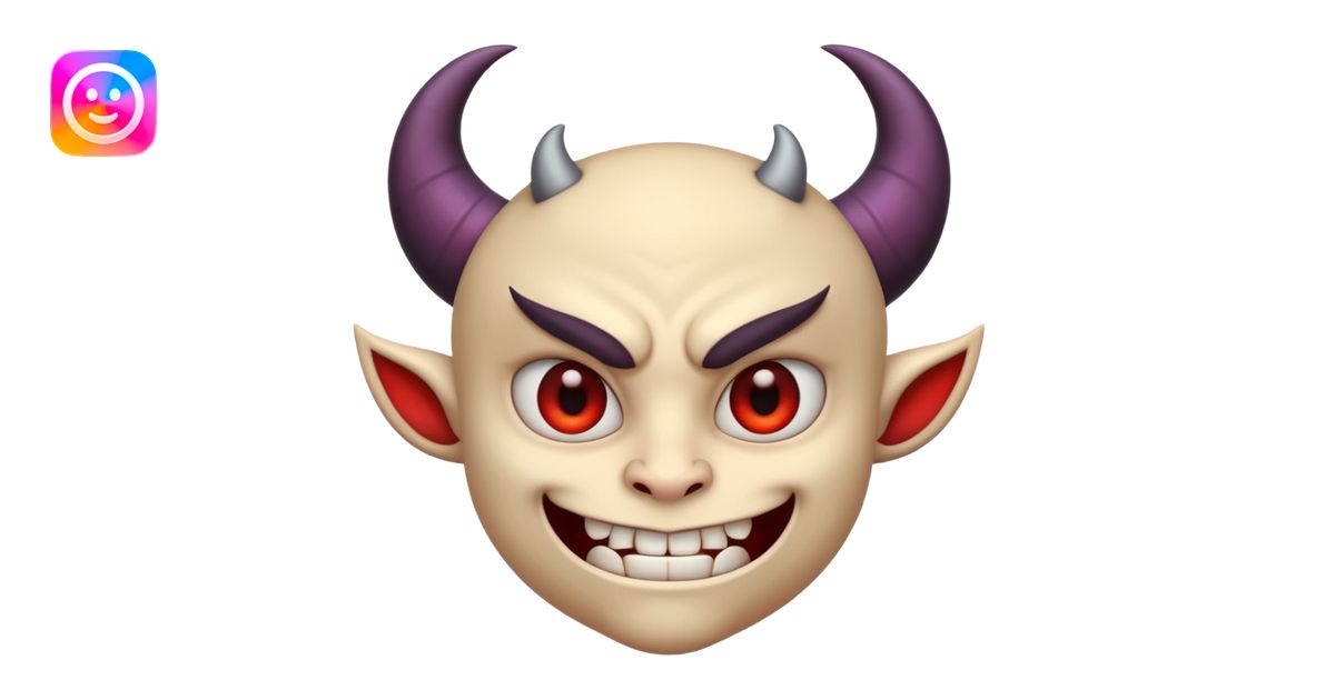 Demon cartoon emoji character, confident and edgy expression, sharp ...