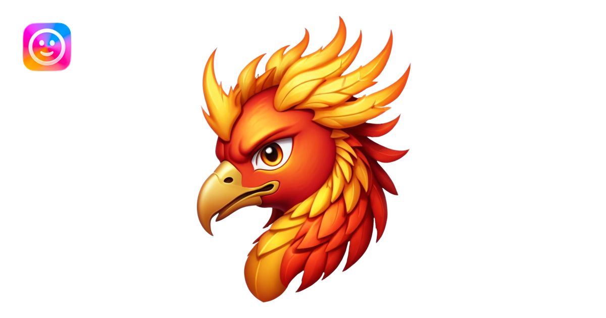 Cinematic Fierce Battle-Hardened Mystical Fire Phoenix Portrait Emoji ...