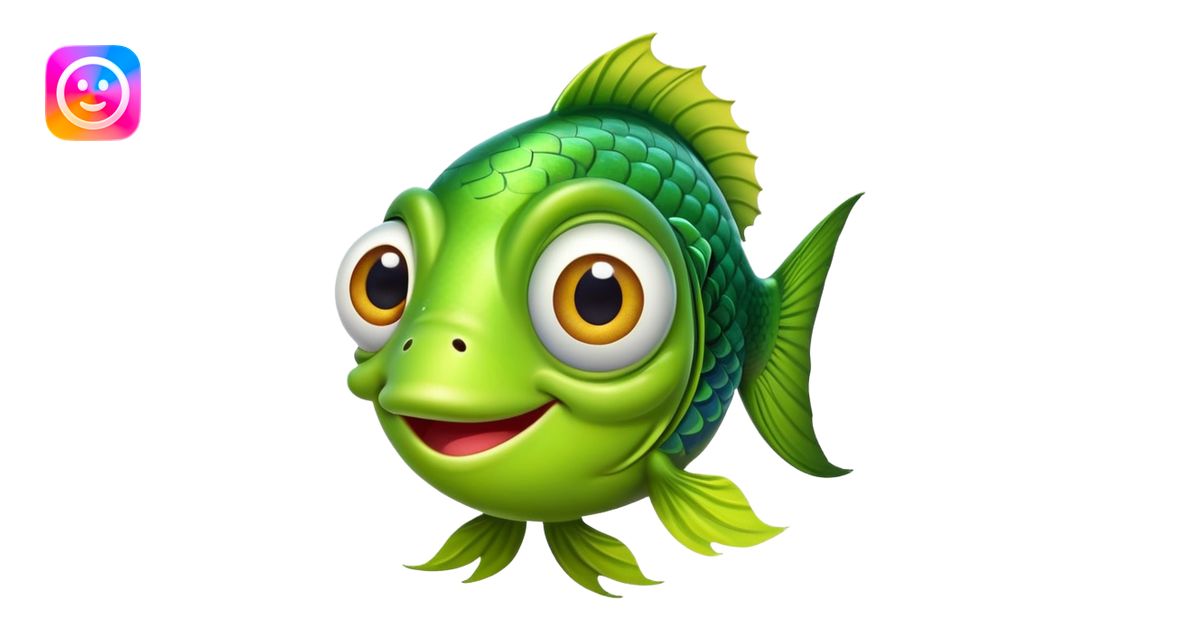 extremely goofy bright lime green fish with huge bulging eye and dopey ...