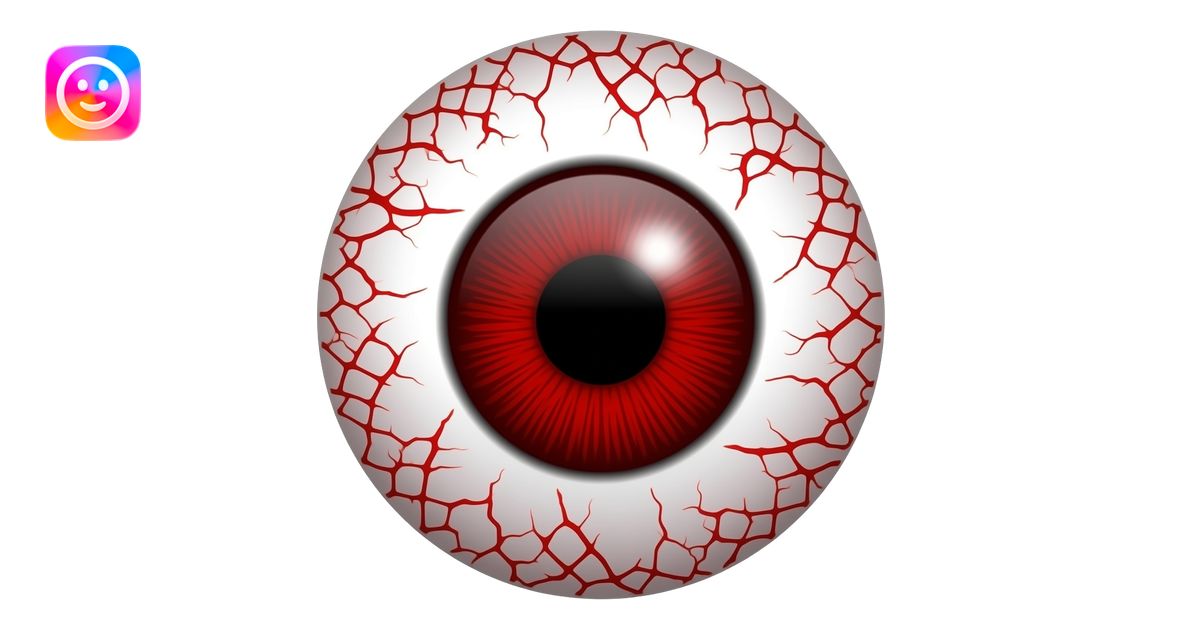 A vector-style emoji design of a bloodshot eyeball. The white part is ...