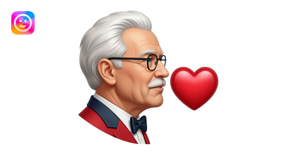 Colonel sanders side profile blowing a big heart emoji | AI Emoji Generator