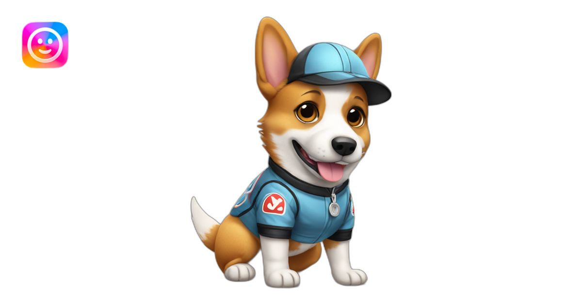 Full body Corgi in dressed as a race car driver emoji | AI Emoji Generator