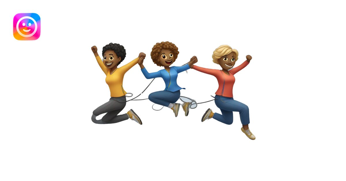 Double Dutch: three people, jumping, rotating ropes emoji | AI Emoji ...