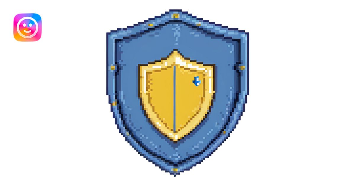 Blue shield with code symbols, programming logo emoji | AI Emoji Generator