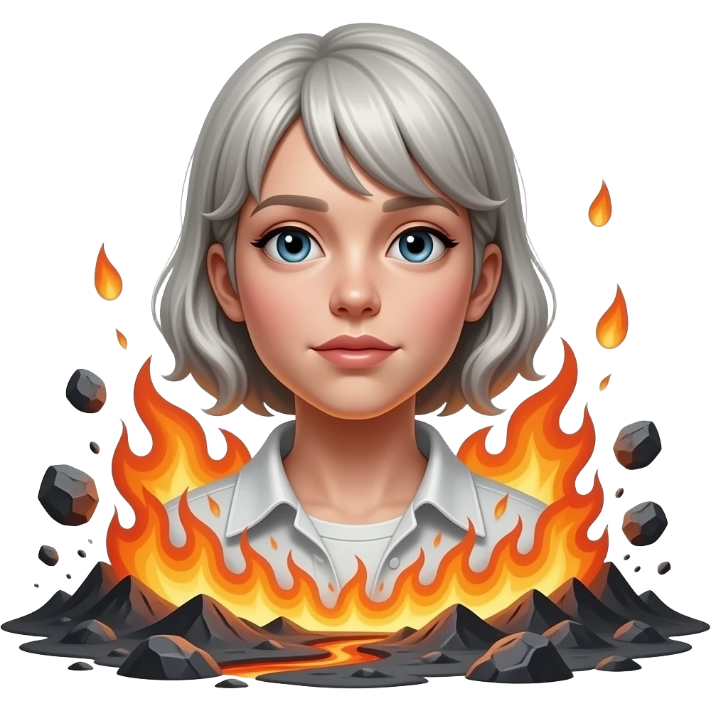 Огромный бюст девушки падающий в виле метеорита обьятый огнем emoji