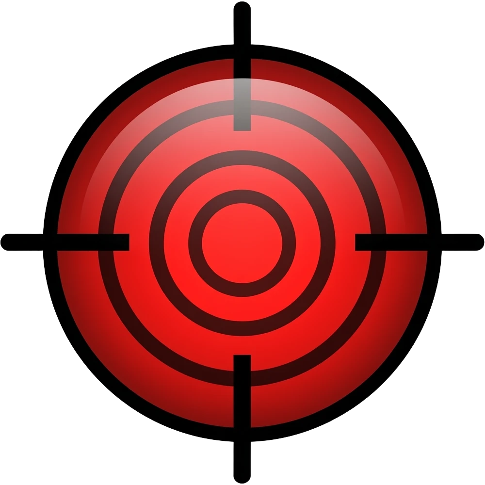 Flat 2D cartoon style icon of [A red target reticle (for when you hit those insane headshots)], simple shapes, bold outlines, vibrant colors, white background. emoji