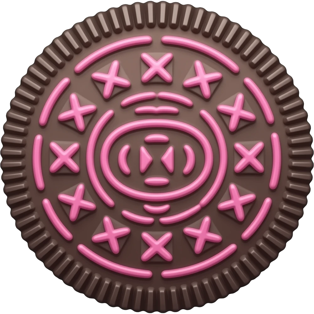 A single strawberry flavored oreo emoji