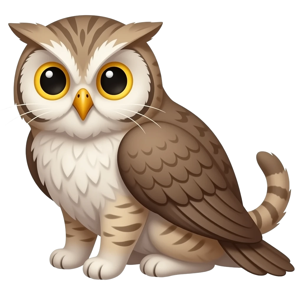 Cat with owl body and face should be more like cat emoji