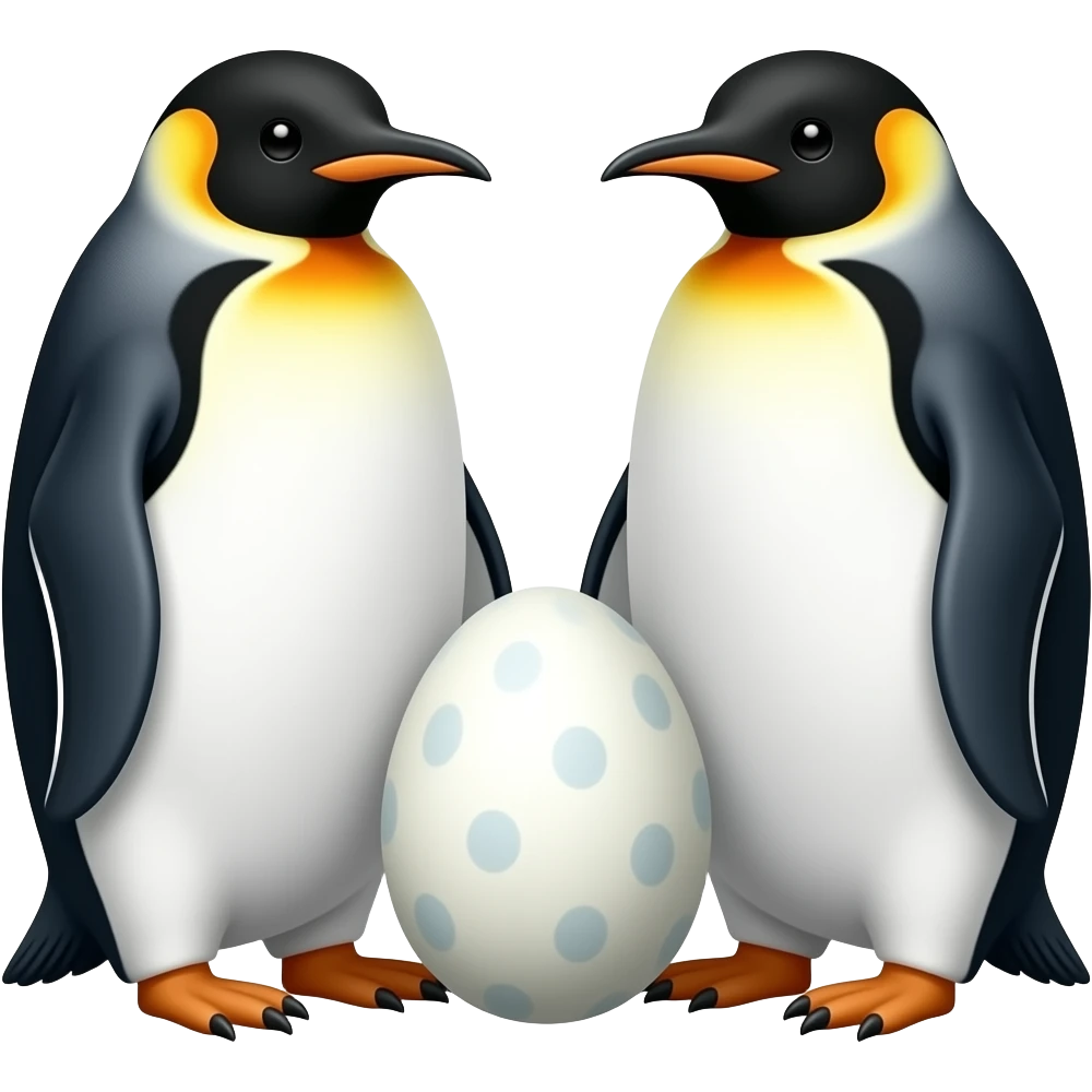 Penguins with egg emoji