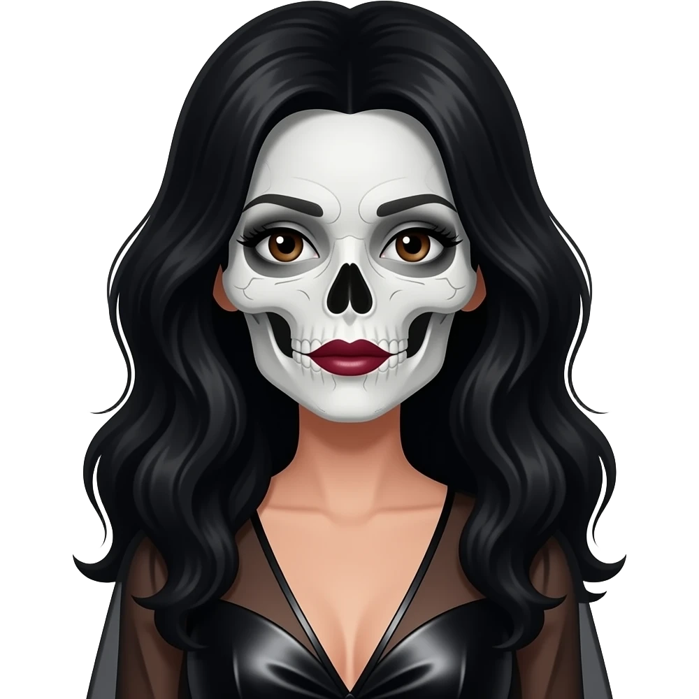 Sarah Blane from Summer of Fear with white skull face, dark brown eyes ...