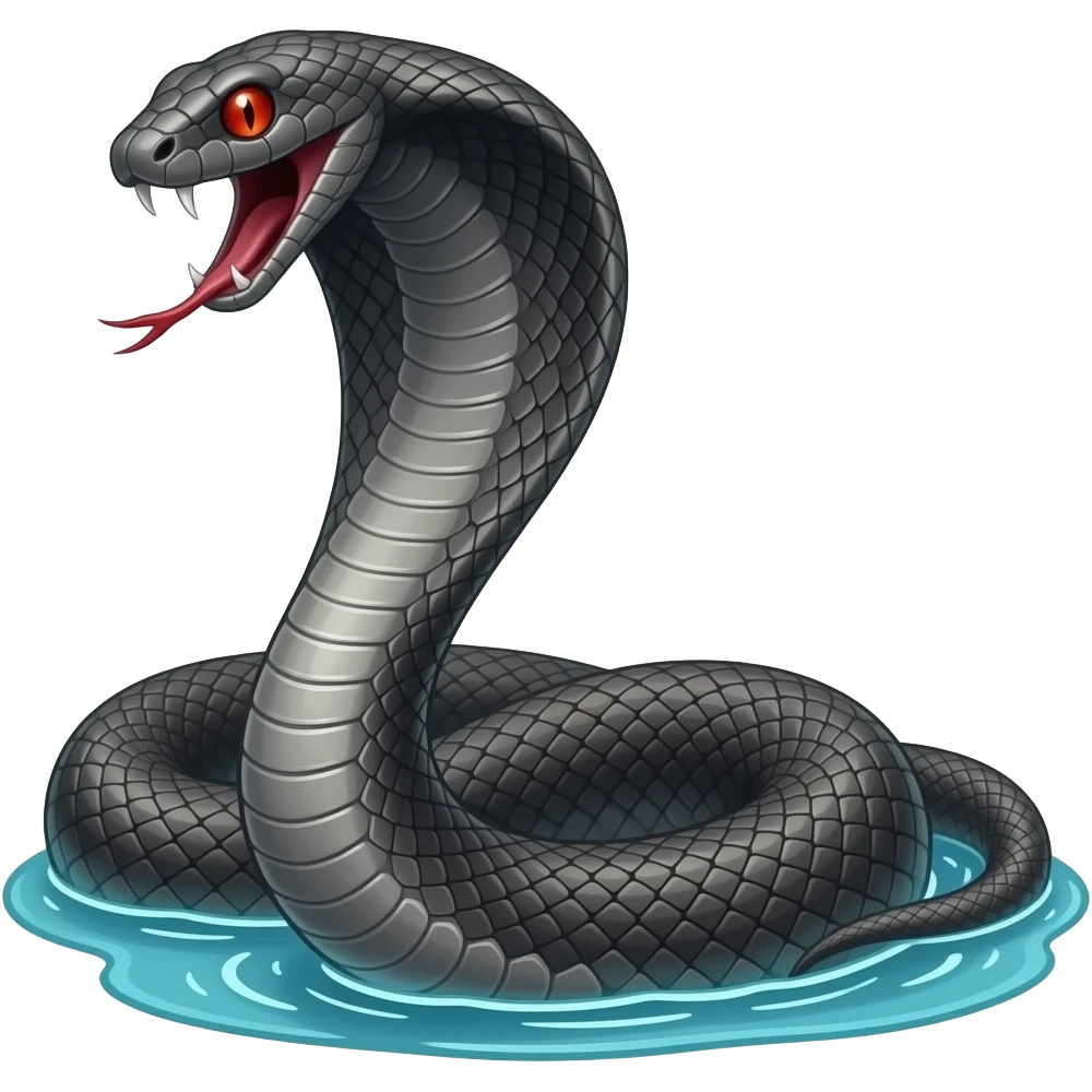 Кобра злая чёрно Водяная emoji