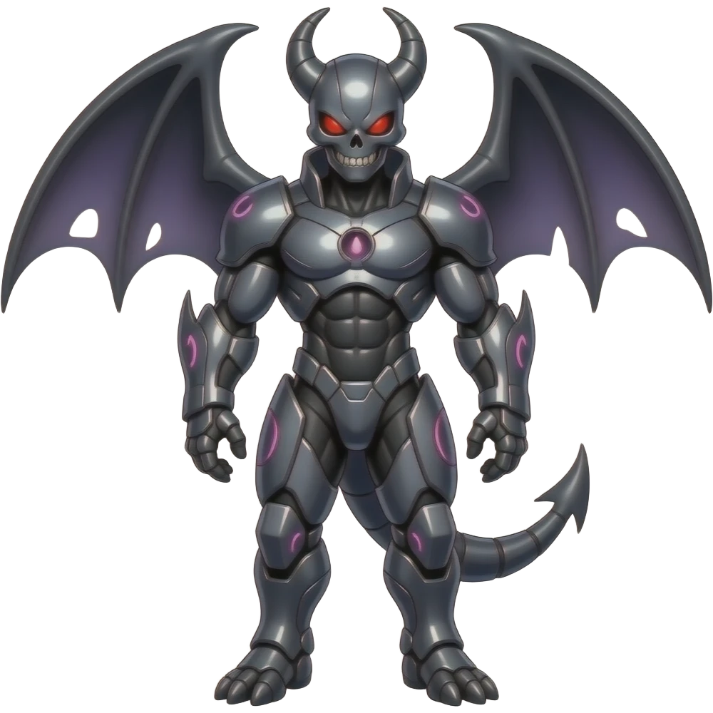 Shiny Futuristic Badass Demonic Spectral Dusky Spooky Skull-faced Cool Hot Stylish Handsome Alien-Salandit-Darkrai-Genesect-Fakémon-fusion (full body) emoji