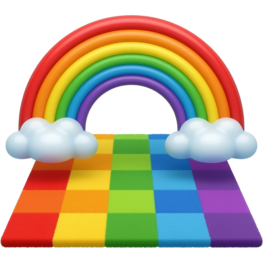rainbow classroom carpet with grid emoji