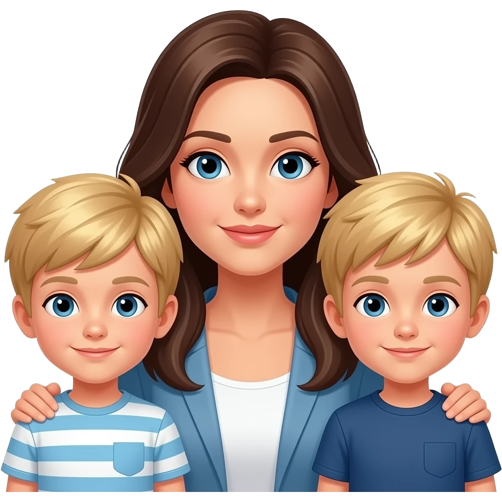 Brunette mum with two blond sons emoji