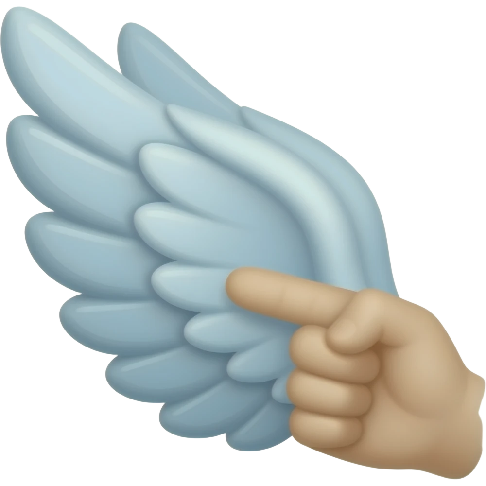 날개가 오른쪽을 향하고 좀 귀여운 스타일로 만들어줘 날개만 있게 해줘 . emoji